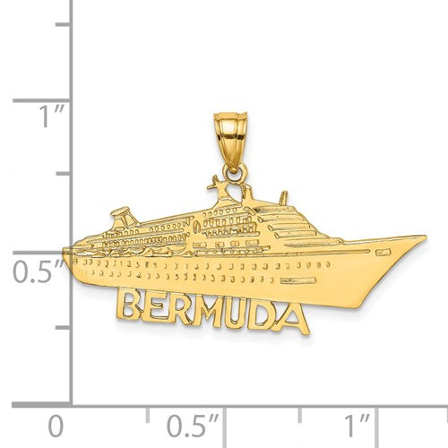 14k Yellow Gold Bermuda Cruise Ship Travel Vacation Pendant Charm