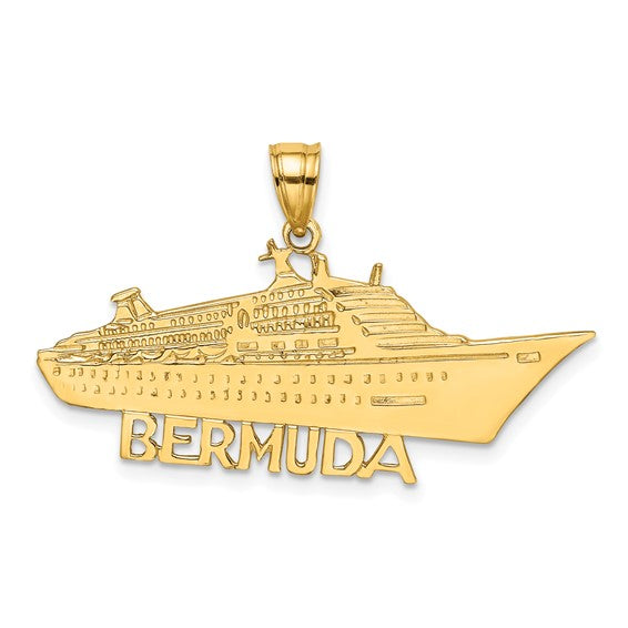 14k Yellow Gold Bermuda Cruise Ship Travel Vacation Pendant Charm