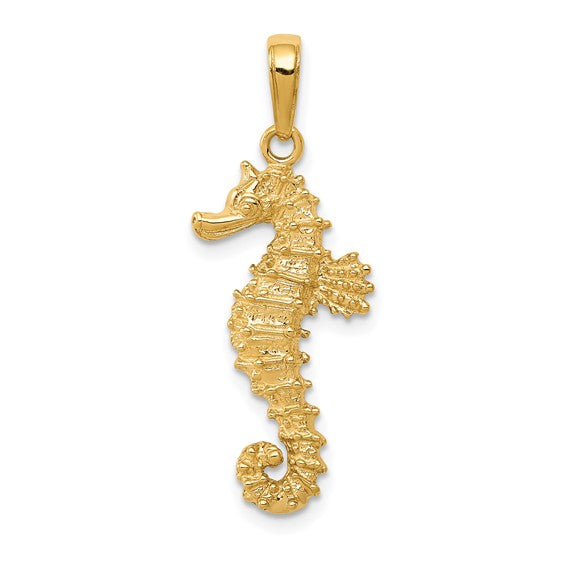 14k Yellow Gold Seahorse Pendant Charm