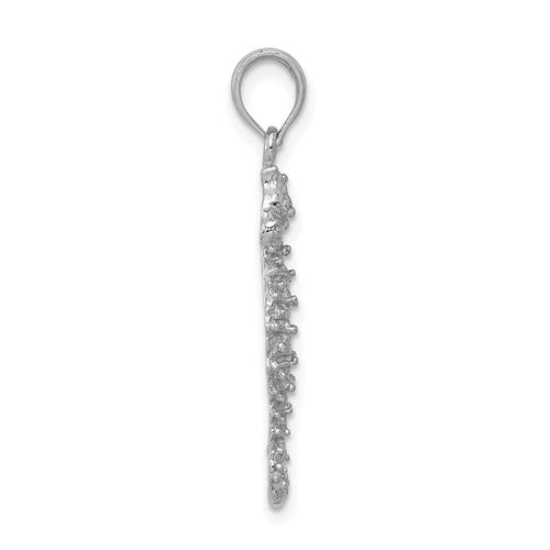 14k White Gold Seahorse Pendant Charm