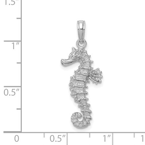 14k White Gold Seahorse Pendant Charm