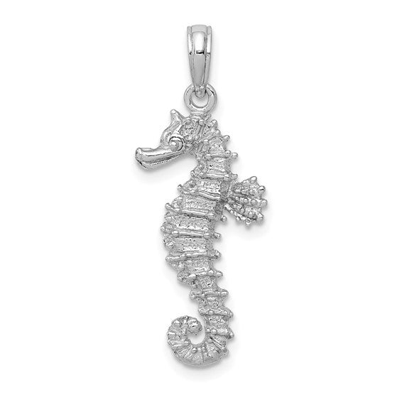 14k White Gold Seahorse Pendant Charm