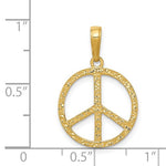 將圖片載入圖庫檢視器 14k Yellow Gold Peace Sign Symbol Textured Pendant Charm
