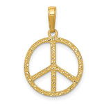 Afbeelding in Gallery-weergave laden, 14k Yellow Gold Peace Sign Symbol Textured Pendant Charm
