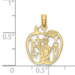 Afbeelding in Gallery-weergave laden, 14K Yellow Gold New York NY Statue of Liberty Big Apple Pendant Charm
