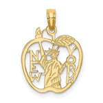 Ladda upp bild till gallerivisning, 14K Yellow Gold New York NY Statue of Liberty Big Apple Pendant Charm
