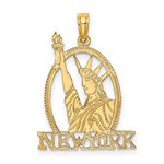 Lataa kuva Galleria-katseluun, 14k Yellow Gold New York Statue Liberty Cut Out Pendant Charm
