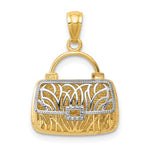 Carregar imagem no visualizador da galeria, 14K Yellow Gold and Rhodium Purse Handbag Mom 3D Pendant Charm
