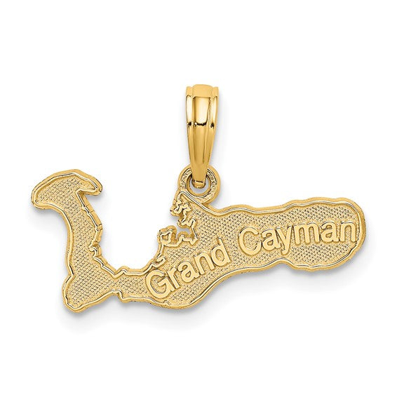 14k Yellow Gold Grand Cayman Island Map Vacation Pendant Charm