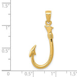 Cargar imagen en el visor de la galería, 14k Yellow Gold Fish Hook 3D Pendant Charm
