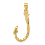 Lataa kuva Galleria-katseluun, 14k Yellow Gold Fish Hook 3D Pendant Charm
