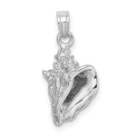 Indlæs billede til gallerivisning 14k White Gold Conch Shell 3D Pendant Charm
