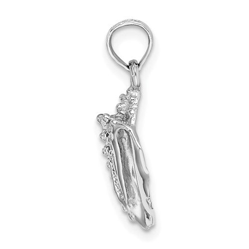 14K White Gold Conch Shell Seashell Ocean Sea Beach Life Pendant Charm