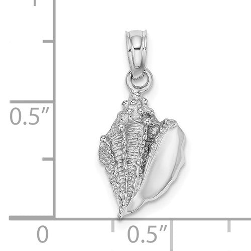 14K White Gold Conch Shell Seashell Ocean Sea Beach Life Pendant Charm