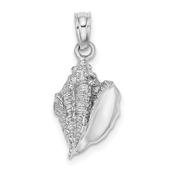 14K White Gold Conch Shell Seashell Ocean Sea Beach Life Pendant Charm