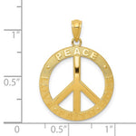 Afbeelding in Gallery-weergave laden, 14k Yellow Gold Peace Sign Symbol Faith Hope Love Pendant Charm
