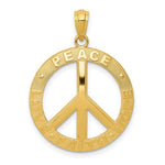 Afbeelding in Gallery-weergave laden, 14k Yellow Gold Peace Sign Symbol Faith Hope Love Pendant Charm

