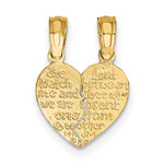 Carregar imagem no visualizador da galeria, 14k Yellow Gold Heart Mizpah Reversible 2 Piece Pendant Charm
