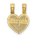 Carregar imagem no visualizador da galeria, 14k Yellow Gold Heart Mizpah Reversible 2 Piece Pendant Charm
