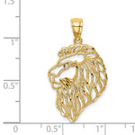 Afbeelding in Gallery-weergave laden, 14k Yellow Gold Lion Head Cut Out Pendant Charm

