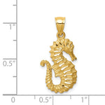 이미지를 갤러리 뷰어에 로드 , 14k Yellow Gold Seahorse Diamond Cut Pendant Charm
