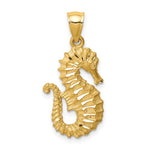 이미지를 갤러리 뷰어에 로드 , 14k Yellow Gold Seahorse Diamond Cut Pendant Charm
