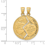 Afbeelding in Gallery-weergave laden, 14k Yellow Gold Mizpah Coin 2 Piece Break Apart Pendant Charm
