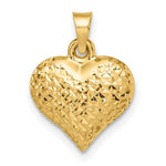 이미지를 갤러리 뷰어에 로드 , 14K Yellow Gold Diamond Cut Puffy Heart 3D Pendant Charm
