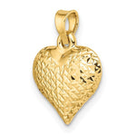 Carica l&#39;immagine nel visualizzatore di Gallery, 14K Yellow Gold Diamond Cut Puffy Heart 3D Pendant Charm
