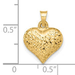 이미지를 갤러리 뷰어에 로드 , 14K Yellow Gold Diamond Cut Puffy Heart 3D Pendant Charm
