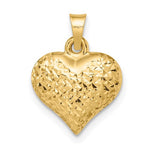 Carica l&#39;immagine nel visualizzatore di Gallery, 14K Yellow Gold Diamond Cut Puffy Heart 3D Pendant Charm
