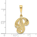 Afbeelding in Gallery-weergave laden, 10K Yellow Gold Initial Letter P Cursive Script Alphabet Filigree Pendant Charm

