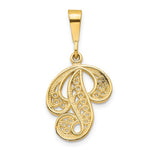 Afbeelding in Gallery-weergave laden, 10K Yellow Gold Initial Letter P Cursive Script Alphabet Filigree Pendant Charm
