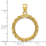 Afbeelding in Gallery-weergave laden, 14K Yellow Gold U.S. Dime 1/10 oz Panda 1/10 oz Cat Coin Holder Prong Bezel Rope Edge Pendant Charm for 18mm Coins
