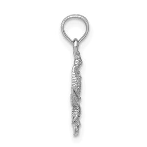 14k White Gold Seahorse Starfish Pendant Charm