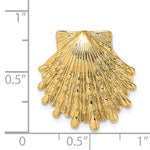 画像をギャラリービューアに読み込む, 14k Yellow Gold Seashell Clam Scallop Shell Chain Slide Pendant Charm
