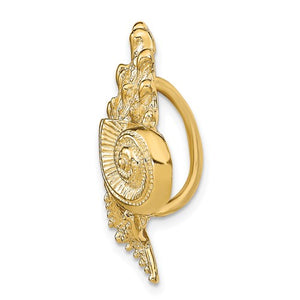 14k Yellow Gold Seashell Clam Scallop Shell Chambered Nautilus Starfish Chain Slide Pendant Charm