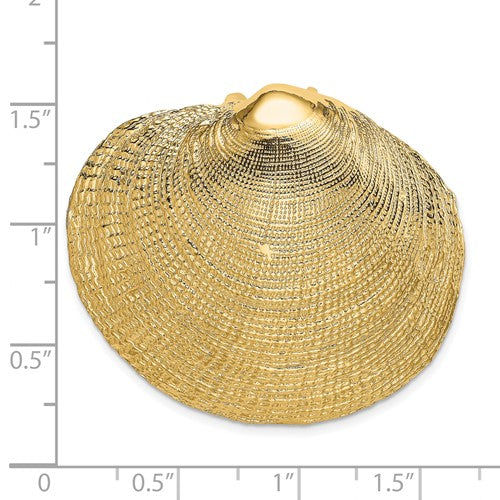 14k Yellow Gold Seashell Clam Shell Chain Slide Extra Large Pendant Charm