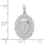 Charger l&#39;image dans la galerie, 14k White Gold Blessed Virgin Mary Miraculous Medal Oval Pendant Charm

