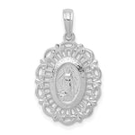 Afbeelding in Gallery-weergave laden, 14k White Gold Blessed Virgin Mary Miraculous Medal Oval Pendant Charm
