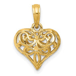 Ladda upp bild till gallerivisning, 14k Yellow Gold Diamond Cut Puffy Filigree Heart 3D Pendant Charm
