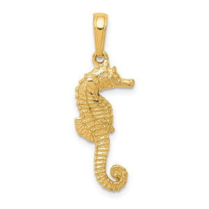 14k Yellow Gold Seahorse Pendant Charm