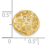 Lataa kuva Galleria-katseluun, 14K Yellow Gold Cut Out Flowers Barrel Bead Chain Slide 3D Pendant Charm
