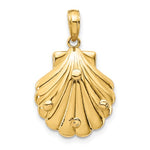 Lataa kuva Galleria-katseluun, 14k Yellow Gold Seahorse Seashell Clamshell Shell Pendant Charm
