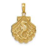 Carica l&#39;immagine nel visualizzatore di Gallery, 14k Yellow Gold Seahorse Seashell Clamshell Shell Pendant Charm
