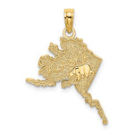 Lataa kuva Galleria-katseluun, 14k Yellow Gold Alaska Bear Map Travel Vacation Holiday Destination Pendant Charm
