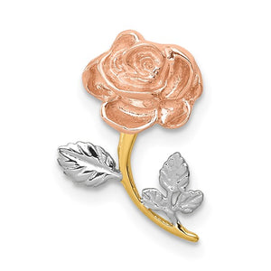 14k Yellow and Rose Gold Rose Flower Chain Slide Pendant Charm