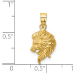 Lataa kuva Galleria-katseluun, 14k Yellow Gold Lion Head Diamond Cut Satin Finish Pendant Charm
