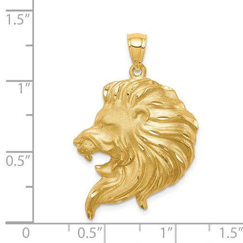 14k Yellow Gold Lion Head Large Pendant Charm