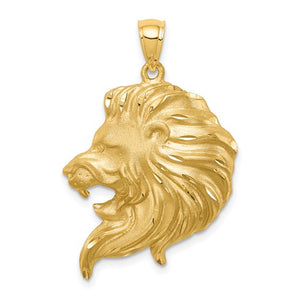 14k Yellow Gold Lion Head Large Pendant Charm